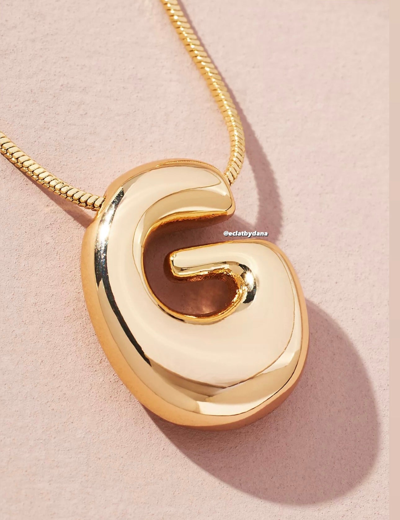 Gold Bubble Letter Necklace