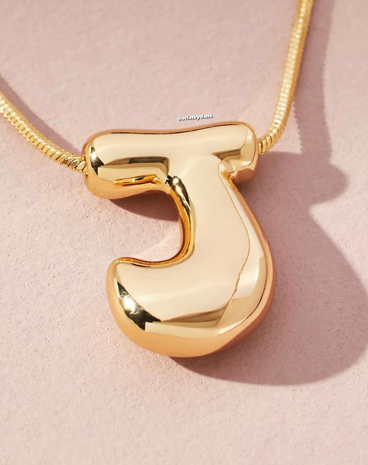 Gold Bubble Letter Necklace