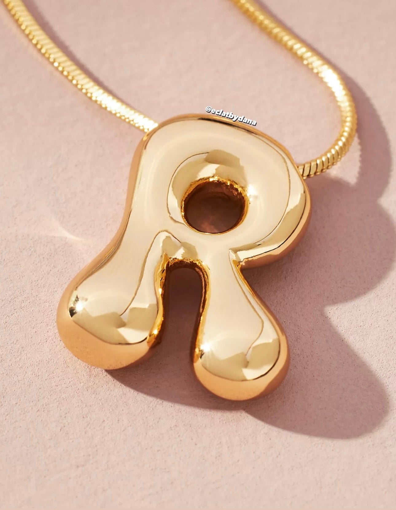 Gold Bubble Letter Necklace