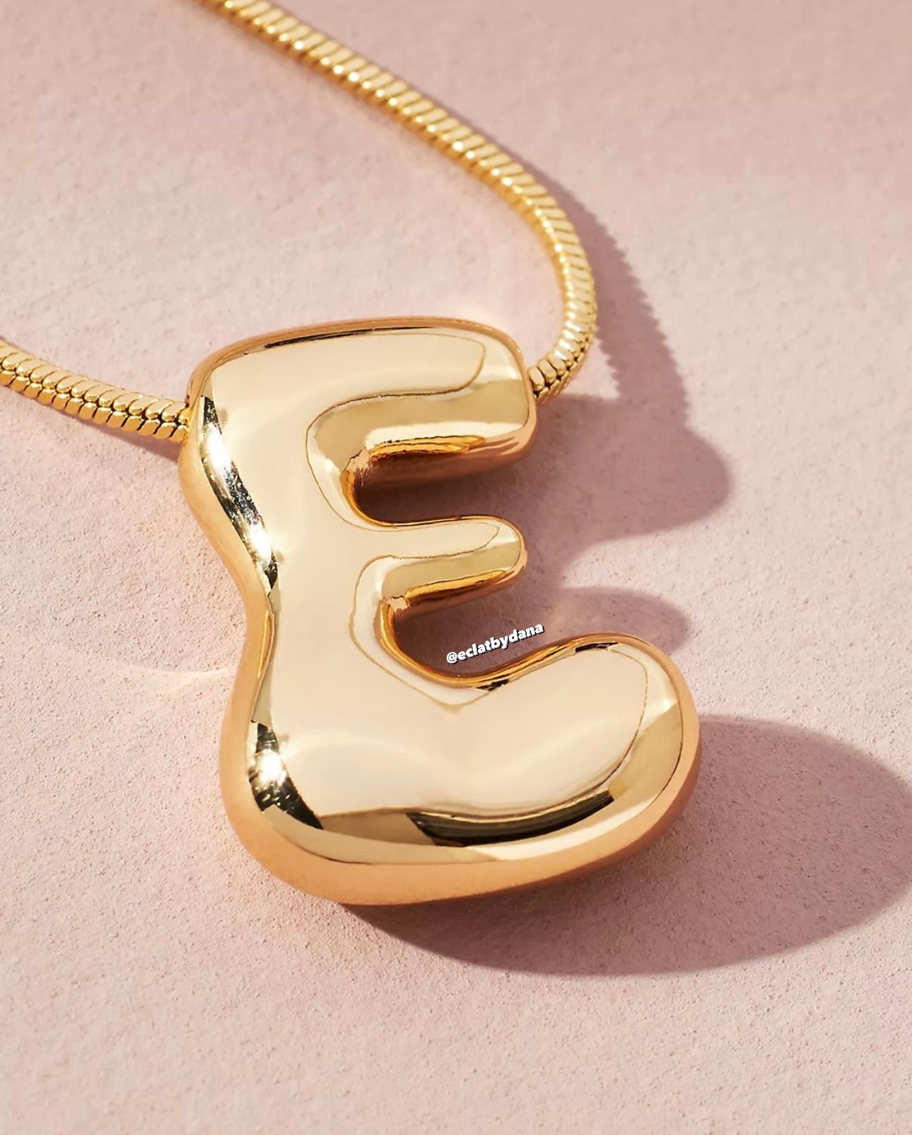 Gold Bubble Letter Necklace